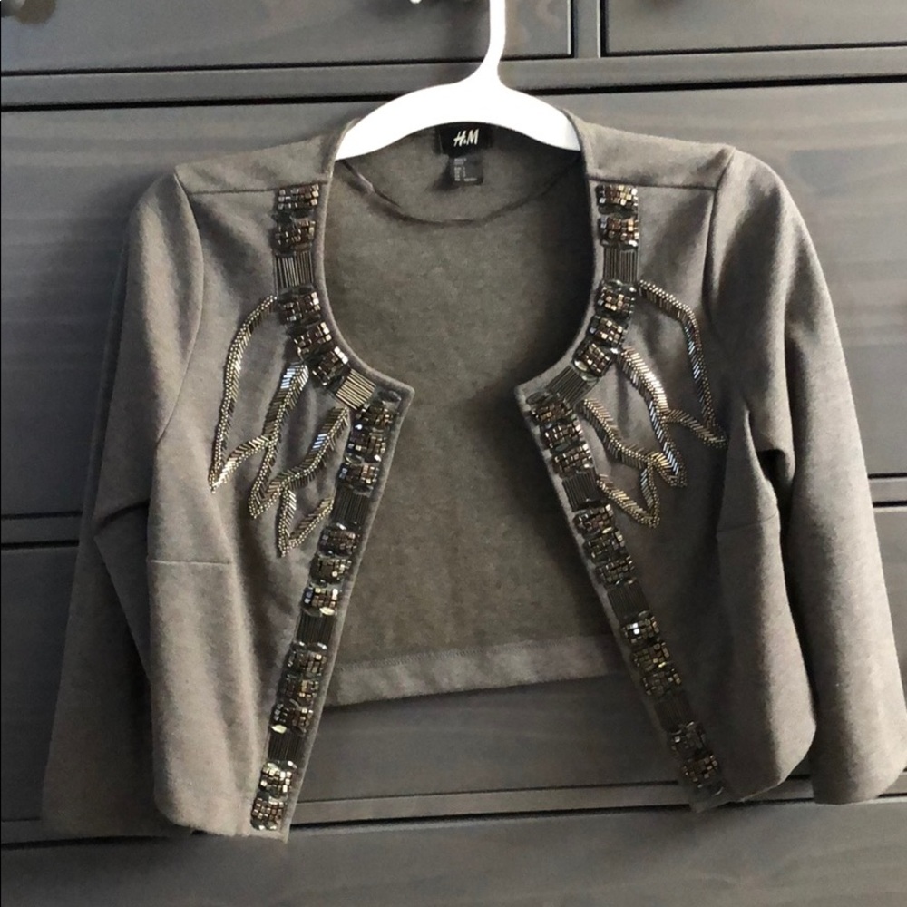 Embellished open cardigan